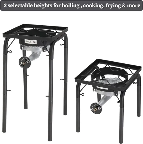 Miniatura 4 de ROVSUN Quemador de propano portátil de 200,000 BTU, cocina de gas de alta presión para cocinar al aire libre, camping, picnic, patio, elaboración