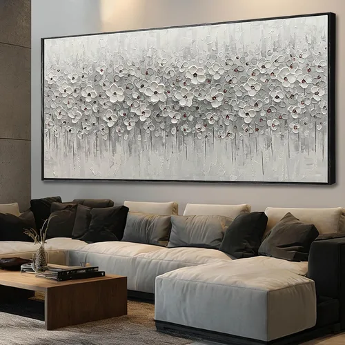 Miniatura 13 de SDYA Lienzo abstracto para pared, decoración de pared gris y azul, pintura moderna de lienzo de 20 x 40 x 3 p, decoración para dormitorio, oficina