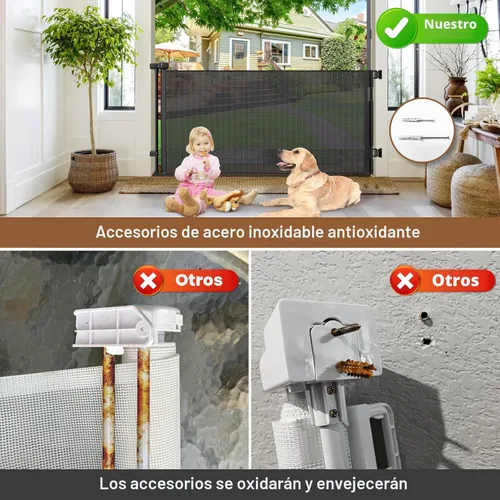 Miniatura 3 de Puerta retráctil para exteriores resistente a la intemperie para perros con tornillos y varillas de acero inoxidable que no se oxidan, puertas