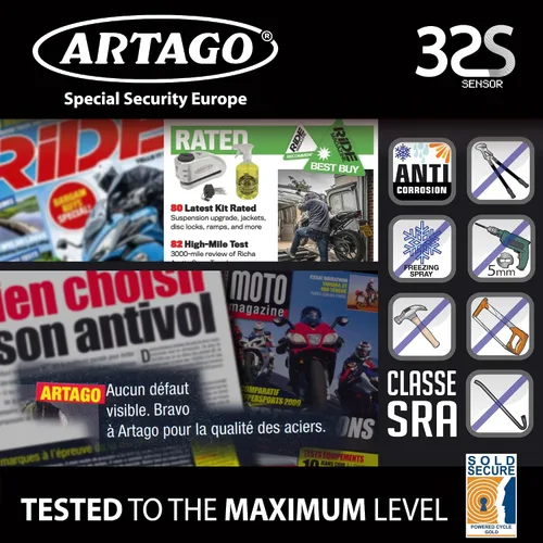 Miniatura 5 de ARTAGO 32 Cerradura de disco para motocicleta de última generación 2 en 1 Alarma inteligente, 120 dB, advertencia de no toque Exclusivo bloqueo