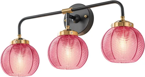 Miniatura 15 de Lámparas de baño de mediados de siglo, aplique de pared de 2 luces con pantalla de vidrio con rayas verdes, luz de montaje en pared, luces modernas