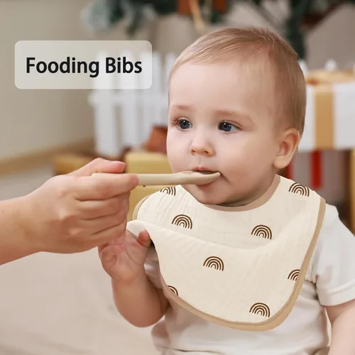 Miniatura 2 de Baberos tipo bandana para bebé, paquete de 6 unidades impermeables para niños pequeños, baberos suaves de algodón absorbente para comer, babear