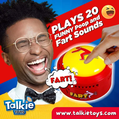 Miniatura 3 de Talkie Toys Products Botón de pedo - Se ilumina y reproduce 20 sonidos divertidos de pedos - Divertido regalo de broma y broma - Regalo divertido