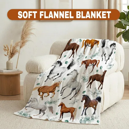 Miniatura 5 de Mantas de Caballo Regalos para Niñas y Niños, Manta de Franela Floral Ultra Suave para Decoración de Sofá/Sofá/Viajes/Campamento, Regalos