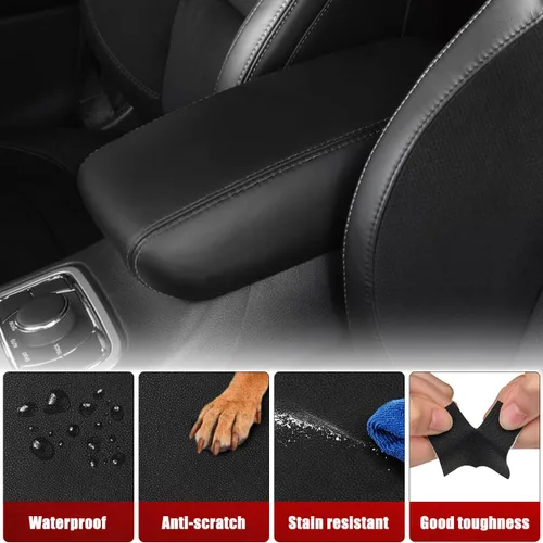 Miniatura 3 de KBH Funda de Reemplazo para Reposabrazos de Consola Central para Dodge Durango y Jeep Grand Cherokee 2011-2020, Cuero Vinílico, Tapicería para Negro