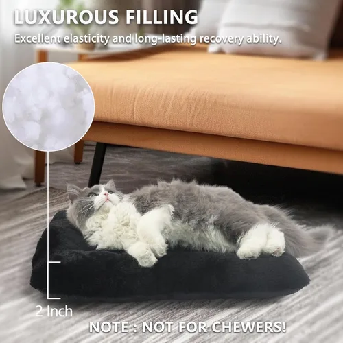 Miniatura 2 de Cama pequeña para perros de 18 x 12 pulgadas para perros y gatos extra pequeños, para jaula o jaula de 18 pulgadas, tapete calentador de gatos Negro