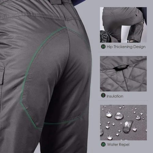 Miniatura 4 de FREE SOLDIER - Pantalones impermeables para hombre, con aislamiento de nieve, bolsillos con cierre de cremallera, para esquí, snowboarding, invierno