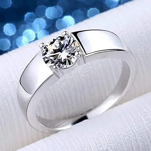 Miniatura 2 de Anillos de moissanita de 4 puntas para hombre 1 quilate de 0256in solitario de moissanita anillo de promesa de cumpleaños para hombre plata de ley
