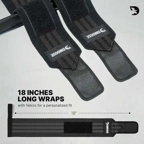 Miniatura 6 de DMoose Fitness Muñequeras para levantamiento de pesas de 18 pulgadas – Envoltura de gimnasio resistente con lazo para el pulgar para apoyo y alivio