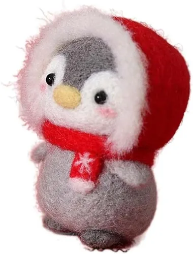 Kit de fieltro de aguja de lana de pingüino para principiantes, kit de fieltro con almohadilla de fieltro de aguja, agujas de fieltro, lana de
