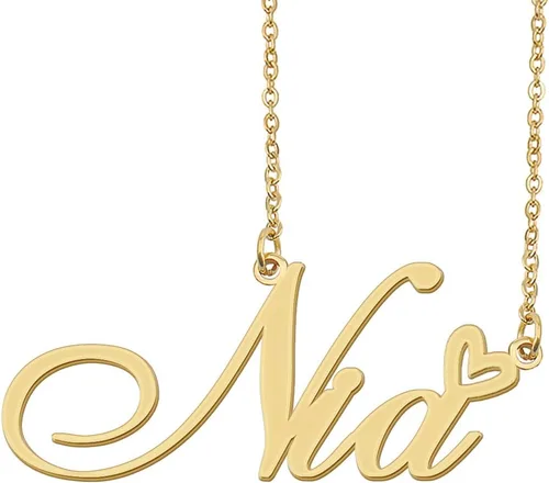 Aoloshow Collar personalizado con nombre de corazón dorado personalizado con cualquier nombre, joyería de acero inoxidable para graduación de mujer