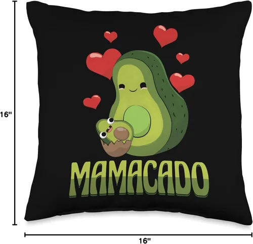 Miniatura 4 de Avocado By VM Mamacado - Almohada divertida con diseño de fruta de aguacate verde, 16 x 16 pulgadas, multicolor