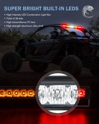 Miniatura 4 de Barra de luz LED estroboscópica de 30 pulgadas para UTV con soporte de montaje para jaula de protección de 1.75"-2" Luz de persecución trasera