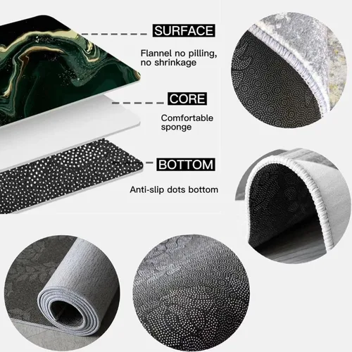 Miniatura 5 de Alfombra retro negra y blanca, alfombra geométrica simple antideslizante para interiores, para sala de estar, dormitorio, cocina, comedor, oficina
