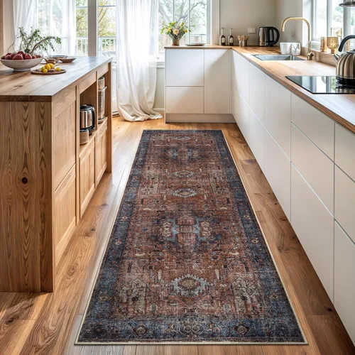 Miniatura 13 de Bloom Rugs - Alfombra lavable, antideslizante, de 1,83 x 2,74 m, color beige/blanco claro con borde tradicional, para sala de estar, dormitorio