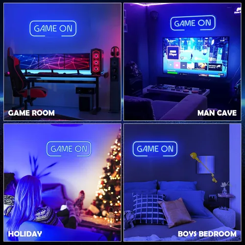 Miniatura 7 de Señal de neón de juegos Kavaas, señal de neón Game On para decoración de sala de juegos - señal de neón LED de juego para decoración de habitación