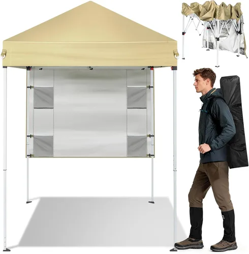 Miniatura 9 de Outvita Carpa Toldo Emergente 5x5, Carpa Toldo para Exteriores Ez Up Refugio Instantáneo con Bolsa de Transporte Patas Rectas Patio Balcón Porche