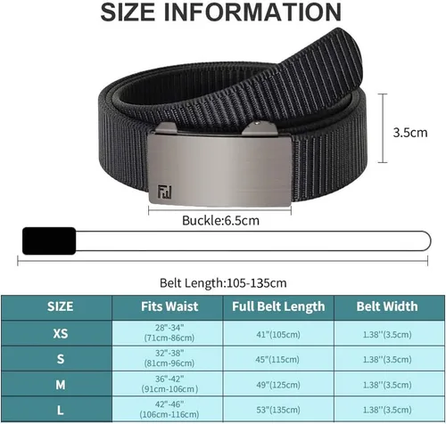 Miniatura 5 de Fairwin - Cinturón de malla de nailon de 1.25 pulgadas con hebilla automática de trinquete para hombre, cinturón invisible sin orificios