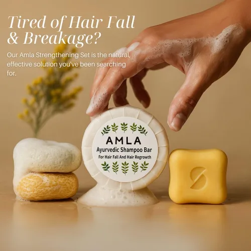 Miniatura 7 de Nature Skin Shop Barra de champú Amla, fórmula ayurvédica para el crecimiento y la fuerza del cabello, con Shikakai para un cabello más completo