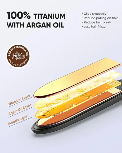 Miniatura 10 de VANESSA PRO Plancha plana para el cabello, plancha plana de titanio 100% puro para una pasada para lograr un aspecto elegante, se riza
