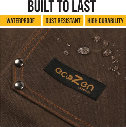 Miniatura 5 de ecoZen - Delantal de trabajo de lona encerada de 16 onzas con bolsillos, impermeable, totalmente ajustable para adaptarse cómodamente a hombres