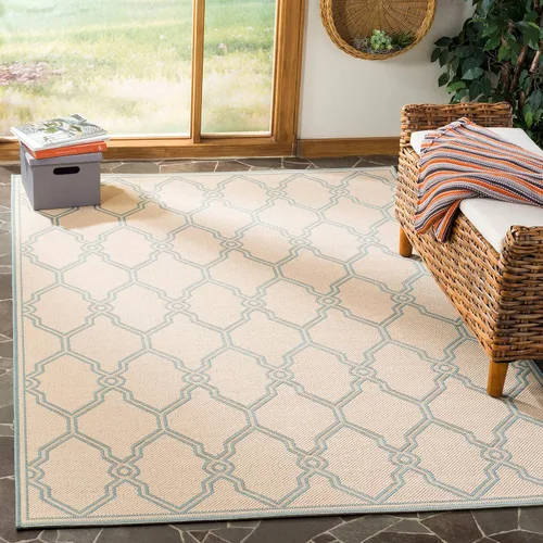 Miniatura 15 de SAFAVIEH Alfombra lavable para exteriores Linden Collection - 8 x 10 pies, crema y azul, no desprende pelusa y fácil de limpiar, ideal para patio