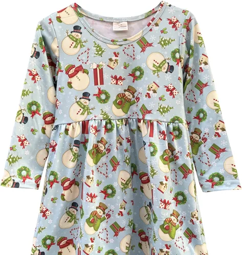 Miniatura 26 de Vestido de Navidad para niña pequeña, muñeco de nieve, árboles de Navidad, camión, a cuadros, reno, Papá Noel, vestido de invierno hasta la rodilla