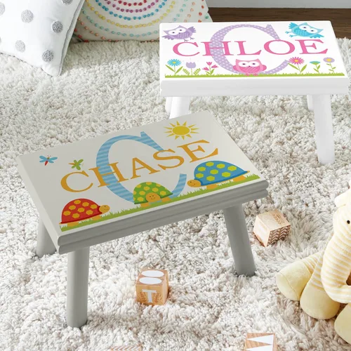 Miniatura 3 de Let's Make Memories Taburete personalizado con nombre My Own Name, taburete para niños, madera resistente, pintura no tóxica, sellador, diseño