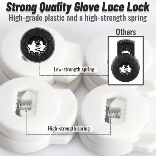Miniatura 3 de Cerraduras para guantes, paquete de 8 cerraduras de encaje para guantes de béisbol, no requieren más nudos, ajuste universal para guantes de béisbol