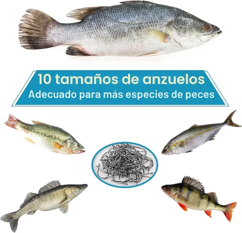 Miniatura 6 de 500 unidades/100 unidades ReeMoo anzuelos de pesca de alta calidad, 10 tamaños/4 tamaños, ganchos de pesca de acero al carbono con caja de plástico
