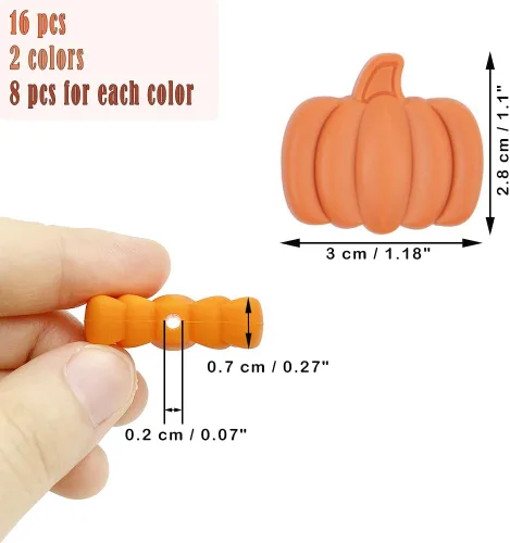 Miniatura 2 de 16 cuentas de calabaza de silicona para festivales, cuentas focales en forma de calabaza para manualidades, cuentas focales para bolígrafos