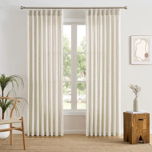 Miniatura 14 de RAIN CITY - Juego de 2 cortinas de 45 pulgadas de largo con plisado con pellizco, cortinas semitraslúcidas para dormitorio, cuarto de bebé