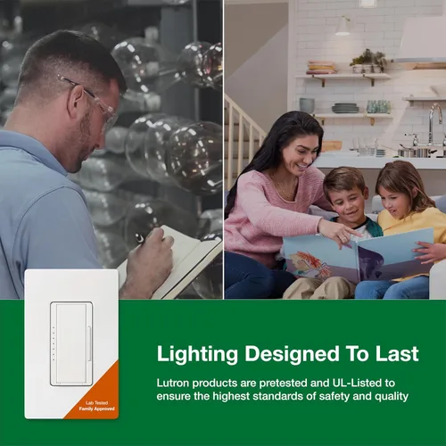 Miniatura 8 de Lutron Maestro LED+ Interruptor regulador de intensidad para bombillas LED regulables, halógenas e incandescentes, 150W/150W/unipolar