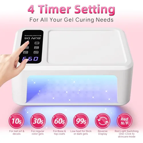 Miniatura 2 de Luz UV para uñas de gel, lámpara de uñas LED UV de 120 W con 140 cuentas, secador de uñas profesional de secado rápido, diseño de dos manos, cuidado