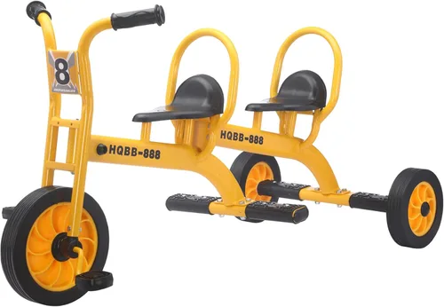 Miniatura 11 de Triciclo para niños de 3 a 8 años, bicicleta de triciclo doble para niños, bicicleta tándem para guardería preescolar al aire libre con neumáticos