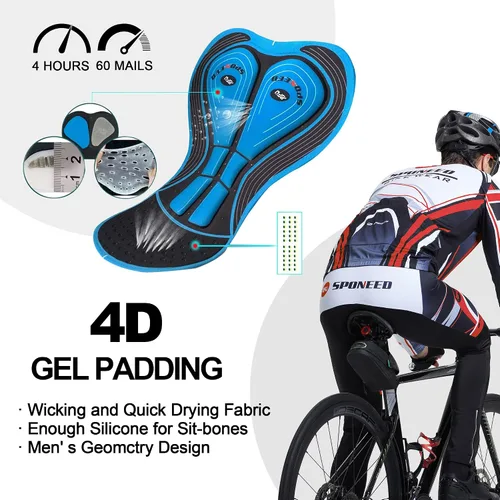 Miniatura 21 de sponeed Ropa de ciclismo para hombre, manga larga, para bicicleta de montaña, camiseta de bicicleta de carretera, pantalones acolchados, trajes