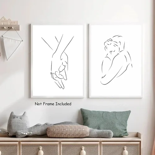 Miniatura 6 de PUYIQARE Dibujo de línea pareja abrazo a mano lienzo arte de pared, impresión minimalista de lienzo de dibujo de líneas, arte de pareja en blanco