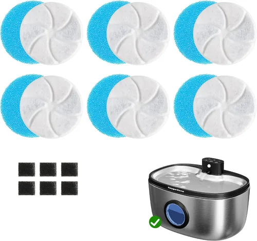 Filtro de fuente de agua para gatos Keygarzone: Reemplazo para ZCW001, paquete de 6 filtros para fuente de agua y bomba para gatos y perros, filtros