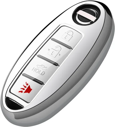 Tukellen Compatible con Nissan - Funda para llavero Infiniti, funda especial de TPU suave (3 botones, 4 botones, 5 botones), color plateado
