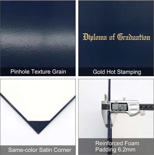 Miniatura 3 de GraduatePro Funda impresa para diploma de 8.5 x 11 pulgadas, cubiertas acolchadas de cuero sintético, soporte para documentos de graduación
