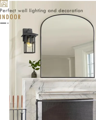 Miniatura 8 de HWH INVESTMENT Lámpara de pared para interiores y exteriores, con pantalla de vidrio sembrado, accesorios de luz impermeables para porche, puerta