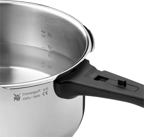 Miniatura 11 de WMF Perfecto – Set con olla rápida de 8.7 in de diámetro 8 litros y medio + cuerpo 4 litros y medio, acero inoxidable Cromargan para inducción