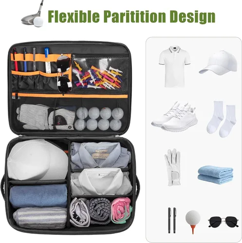 Miniatura 2 de PGmoon Organizador de maletero de golf de 2 capas, organizador de almacenamiento de carrito de golf con compartimento ventilado individual para 2