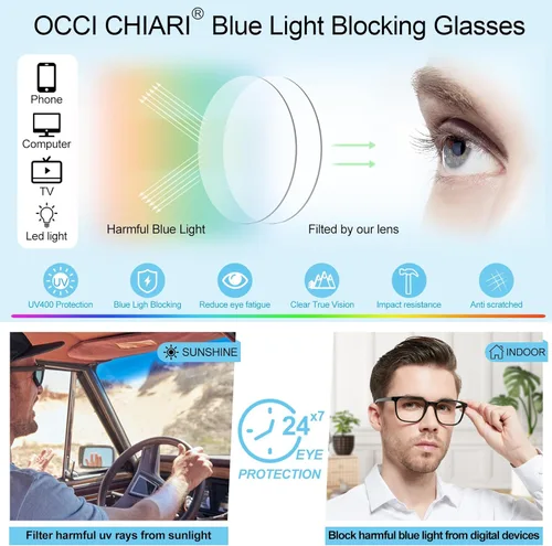 Miniatura 3 de OCCI CHIARI Lentes de lectura bifocales de transición para hombres XL con bloqueo de luz azul, 3.5 x (100 150 200 250 300 350)