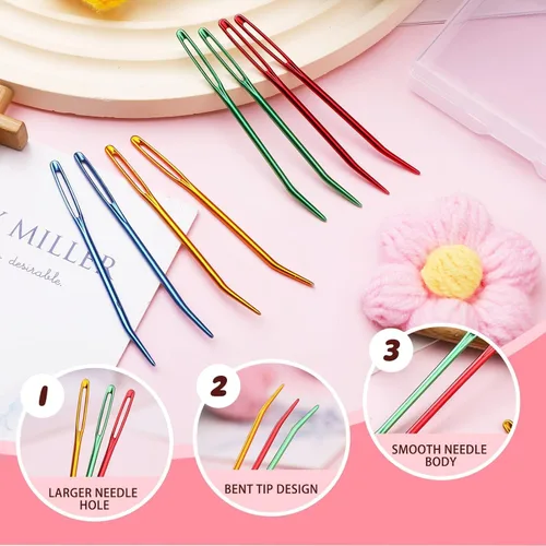 Miniatura 3 de UOOU Aguja de Hilo, Aguja de Zurcido de Tapiz para Hilo, Agujas de Crochet de Ojo Grande con Caja de Almacenamiento para Tejer, Ganchillo
