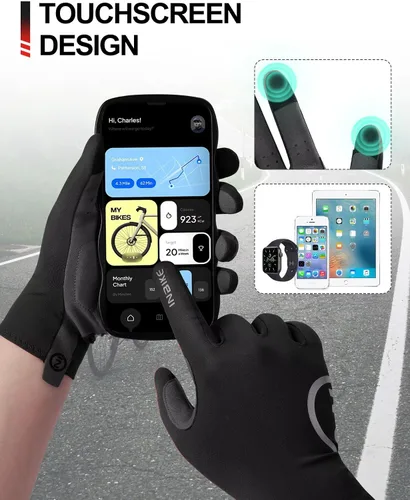 Miniatura 6 de INBIKE Guantes de bicicleta transpirables para hombres y mujeres, guantes de ciclismo con almohadilla de dedo completo, pantalla táctil, bicicleta
