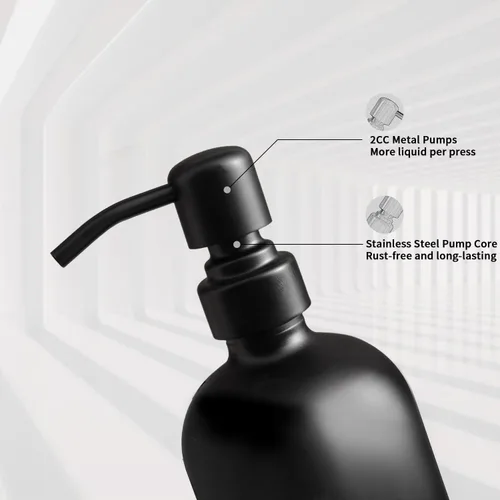 Miniatura 4 de Prus Waso Juego de Dispensador de Jabón Negro para Baño, Juego de Dispensador de Jabón y Loción con Bomba de Acero Inoxidable, Perfecto