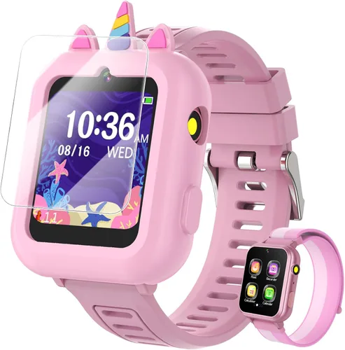 Miniatura 10 de MOFGDNI Reloj inteligente para niños con 39 juegos, pantalla táctil, cámara, video, reproductor de música, podómetro, calculadora, calendario