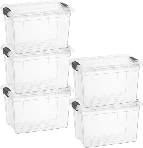 Miniatura 26 de Superio Cajas de almacenamiento transparentes con tapas, contenedores de plástico de 2.5 cuartos de galón para organizar, cajas apilables, sin BPA
