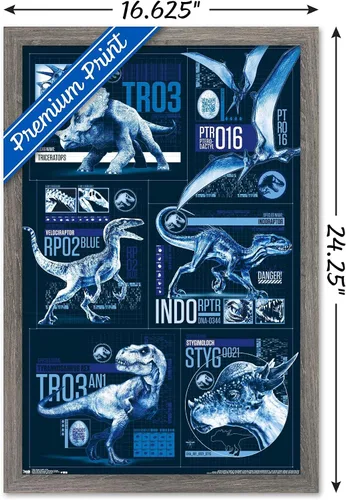 Miniatura 3 de Trends International Jurassic World: Fallen Kingdom - Póster de pared con cuadrícula, 14.725 x 22.375 pulgadas, versión enmarcada de madera